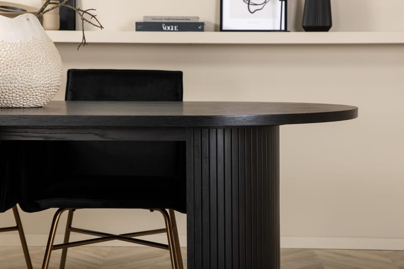 Matgrupp Cinaba 200 cm Oval inkl 4 Pipaon Stolar - Svart/Kopper - Matgrupp
