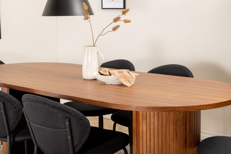 Matgrupp Cinaba 200 cm Oval inkl 6 Capmany Stolar - Valnöt/Svart - Matgrupp