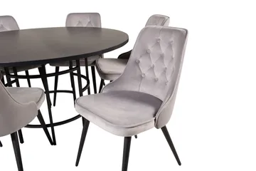 Copenhagen Matgrupp med 6 Valera Lyx Sammetsstolar Svart/Grå - Furniture Fashion - Möbler - Bord & matgrupp - Matgrupp