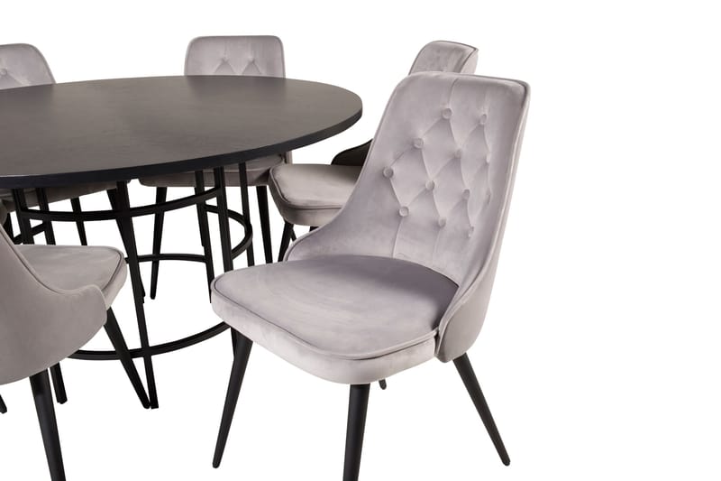 Copenhagen Matgrupp med 6 Valera Lyx Sammetsstolar Svart/Grå - Furniture Fashion - Möbler - Bord & matgrupp - Matgrupp