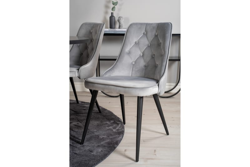 Copenhagen Matgrupp med 6 Valera Lyx Sammetsstolar Svart/Grå - Furniture Fashion - Möbler - Bord & matgrupp - Matgrupp