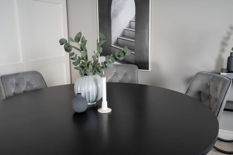 Copenhagen Matgrupp med 6 Valera Lyx Sammetsstolar Svart/Grå - Furniture Fashion - Möbler - Bord & matgrupp - Matgrupp
