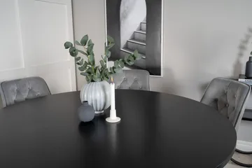 Copenhagen Matgrupp med 6 Valera Lyx Sammetsstolar Svart/Grå - Furniture Fashion - Möbler - Bord & matgrupp - Matgrupp