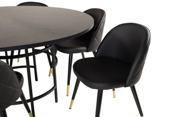 Copenhagen Matgrupp med 6 Valera Matstolar Mässing/Svart - Furniture Fashion - Möbler - Bord & matgrupp - Matgrupp