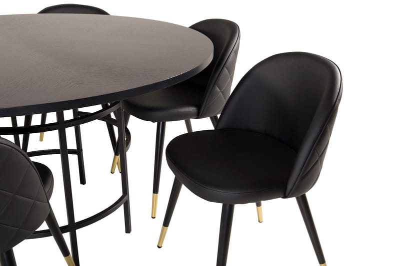 Copenhagen Matgrupp med 6 Valera Matstolar Mässing/Svart - Furniture Fashion - Möbler - Bord & matgrupp - Matgrupp