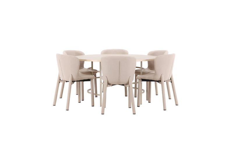Matgrupp Copenhagen Runt 140 cm med 6st Astoria Stolar Vit / Beige, Beige - Vit / Beige, Beige - Möbler - Bord & matgrupp - Matgrupp