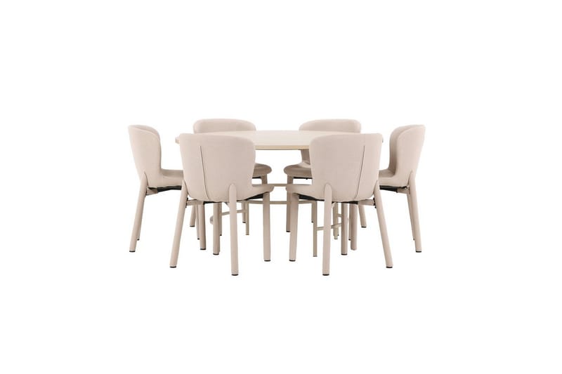 Matgrupp Copenhagen Runt 140 cm med 6st Astoria Stolar Vit / Beige, Beige - Vit / Beige, Beige - Möbler - Bord & matgrupp - Matgrupp