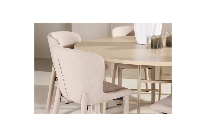 Matgrupp Copenhagen Runt 140 cm med 6st Astoria Stolar Vit / Beige, Beige - Vit / Beige, Beige - Möbler - Bord & matgrupp - Matgrupp