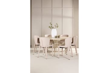 Matgrupp Copenhagen Runt 140 cm med 6st Astoria Stolar Vit / Beige, Beige - Vit / Beige, Beige - Möbler - Bord & matgrupp - Matgrupp