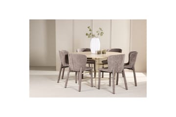 Matgrupp Copenhagen Runt 140 cm med 6st Astoria Stolar Vit / Beige, Brun - Vit / Beige, Brun - Möbler - Bord & matgrupp - Matgrupp