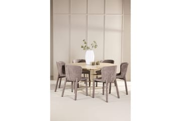 Matgrupp Copenhagen Runt 140 cm med 6st Astoria Stolar Vit / Beige, Brun - Vit / Beige, Brun - Möbler - Bord & matgrupp - Matgrupp