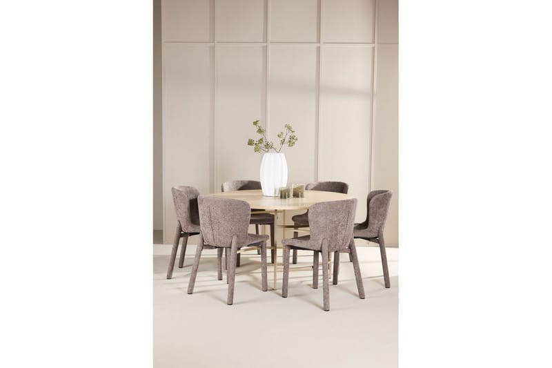 Matgrupp Copenhagen Runt 140 cm med 6st Astoria Stolar Vit / Beige, Brun - Vit / Beige, Brun - Möbler - Bord & matgrupp - Matgrupp