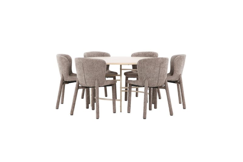 Matgrupp Copenhagen Runt 140 cm med 6st Astoria Stolar Vit / Beige, Brun - Vit / Beige, Brun - Möbler - Bord & matgrupp - Matgrupp