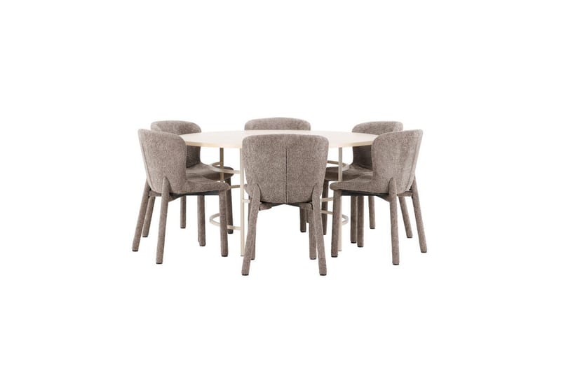 Matgrupp Copenhagen Runt 140 cm med 6st Astoria Stolar Vit / Beige, Brun - Vit / Beige, Brun - Möbler - Bord & matgrupp - Matgrupp