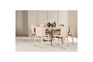Matgrupp Copenhagen Runt 140 cm med 6st Astoria Stolar Vit / Svart, Beige - Vit / Svart, Beige - Möbler - Bord & matgrupp - Matgrupp