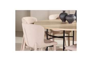 Matgrupp Copenhagen Runt 140 cm med 6st Astoria Stolar Vit / Svart, Beige - Vit / Svart, Beige - Möbler - Bord & matgrupp - Matgrupp