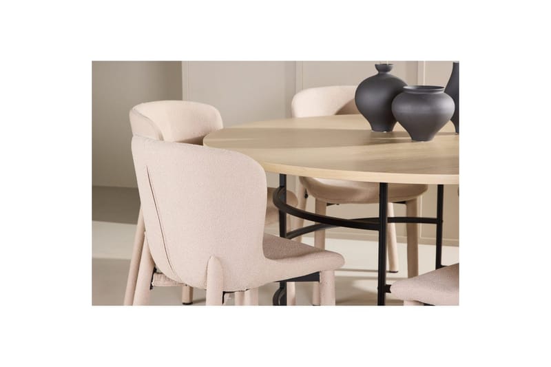 Matgrupp Copenhagen Runt 140 cm med 6st Astoria Stolar Vit / Svart, Beige - Vit / Svart, Beige - Möbler - Bord & matgrupp - Matgrupp