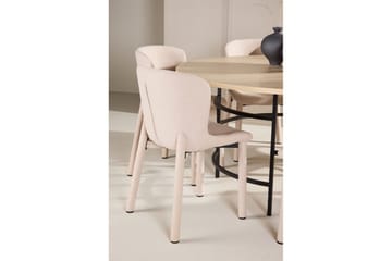 Matgrupp Copenhagen Runt 140 cm med 6st Astoria Stolar Vit / Svart, Beige - Vit / Svart, Beige - Möbler - Bord & matgrupp - Matgrupp