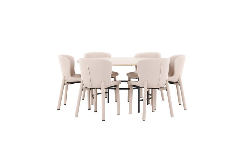 Matgrupp Copenhagen Runt 140 cm med 6st Astoria Stolar Vit / Svart, Beige - Vit / Svart, Beige - Möbler - Bord & matgrupp - Matgrupp