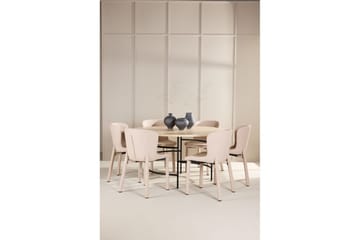 Matgrupp Copenhagen Runt 140 cm med 6st Astoria Stolar Vit / Svart, Beige - Vit / Svart, Beige - Möbler - Bord & matgrupp - Matgrupp