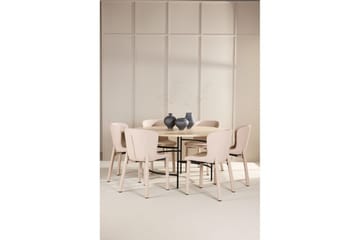 Matgrupp Copenhagen Runt 140 cm med 6st Astoria Stolar Vit / Svart, Beige - Vit / Svart, Beige - Möbler - Bord & matgrupp - Matgrupp