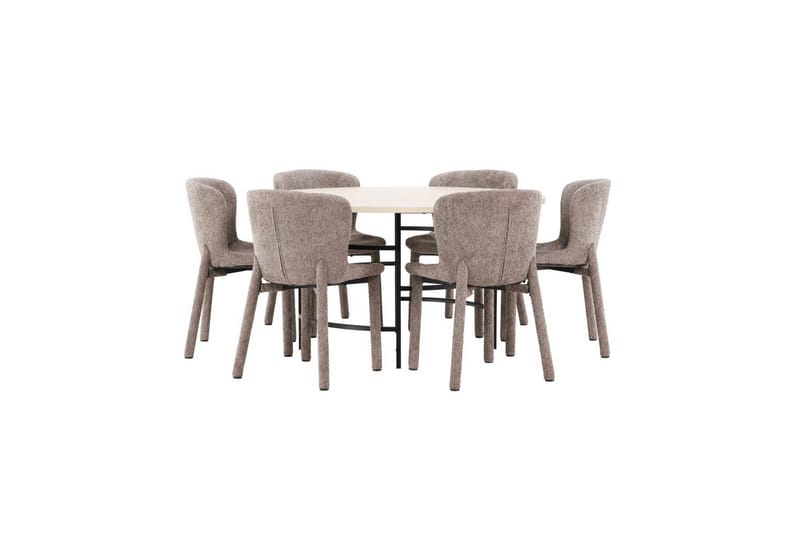 Matgrupp Copenhagen Runt 140 cm med 6st Astoria Stolar Vit / Svart, Brun, Vit / Svart, Brun