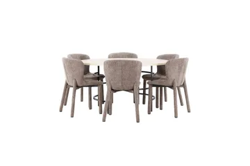 Matgrupp Copenhagen Runt 140 cm med 6st Astoria Stolar Vit / Svart, Brun - Vit / Svart, Brun - Möbler - Bord & matgrupp - Matgrupp