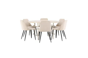 Matgrupp Copenhagen Runt 140 cm med 6st Night Stolar Vit / Beige - Vit / Beige - Möbler - Bord & matgrupp - Matgrupp