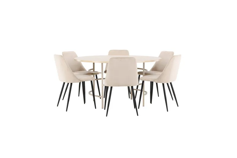 Matgrupp Copenhagen Runt 140 cm med 6st Night Stolar Vit / Beige - Vit / Beige - Möbler - Bord & matgrupp - Matgrupp