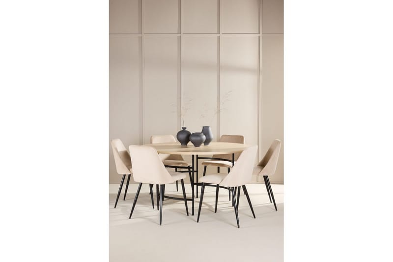 Matgrupp Copenhagen Runt 140 cm med 6st Night Stolar Vit / Svart - Vit / Svart - Möbler - Bord & matgrupp - Matgrupp