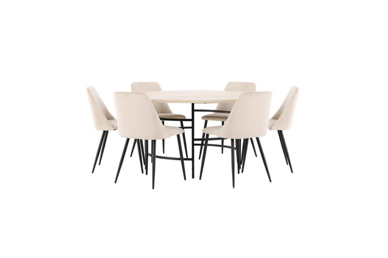 Matgrupp Copenhagen Runt 140 cm med 6st Night Stolar Vit / Svart, Vit / Svart