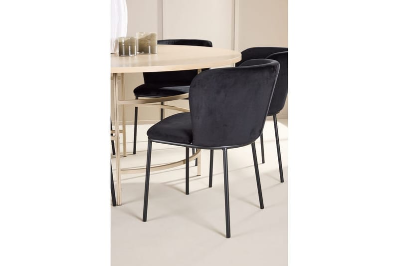 Matgrupp Copenhagen Runt 140 cm Vit/Beige med 6st Edina Stolar - M öbler - Bord & matgrupp - Matgrupp