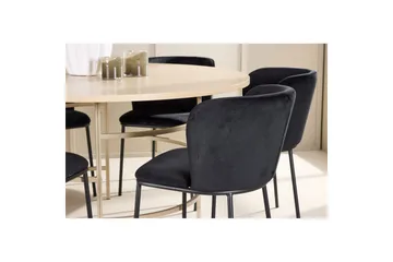 Matgrupp Copenhagen Runt 140 cm Vit/Beige med 6st Edina Stolar - Möbler - Bord & matgrupp - Matgrupp