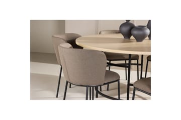 Matgrupp Copenhagen Runt 140 cm Vit/Svart med 6st Edina Stolar Svart / Brun - Svart / Brun - Möbler - Bord & matgrupp - Matgrupp