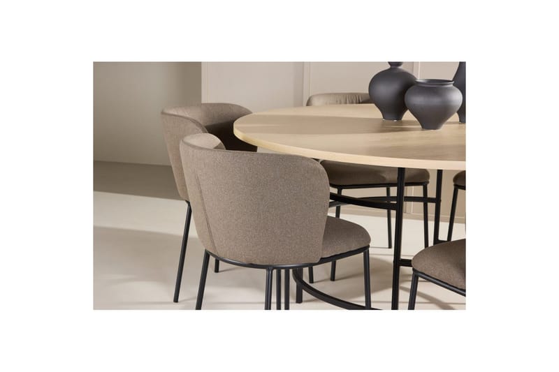 Matgrupp Copenhagen Runt 140 cm Vit/Svart med 6st Edina Stolar Svart / Brun - Svart / Brun - Möbler - Bord & matgrupp - Matgrupp