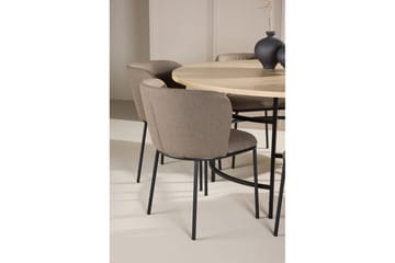 Matgrupp Copenhagen Runt 140 cm Vit/Svart med 6st Edina Stolar Svart / Brun - Svart / Brun - Möbler - Bord & matgrupp - Matgrupp
