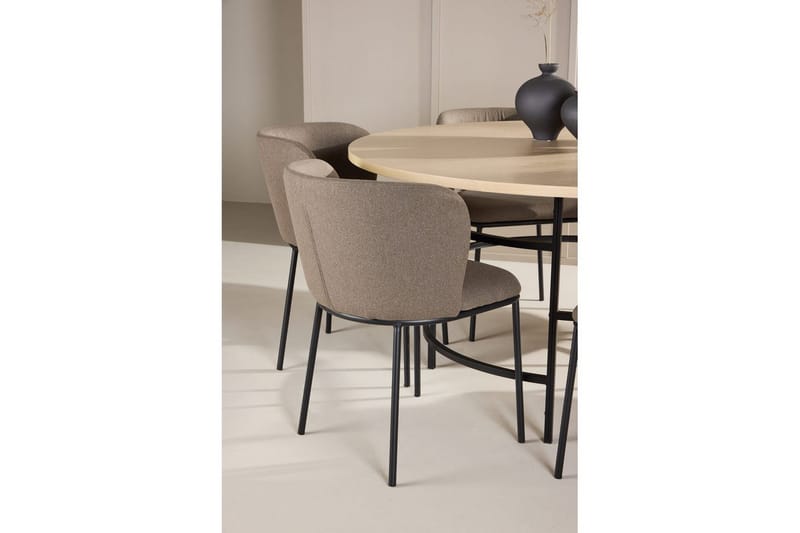 Matgrupp Copenhagen Runt 140 cm Vit/Svart med 6st Edina Stolar Svart / Brun - Svart / Brun - Möbler - Bord & matgrupp - Matgrupp