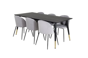 Daicy Matgrupp 180 cm inkl 6 Foyos Stolar - Svart/Mässing/Grå - Möbler - Bord & matgrupp - Matgrupp