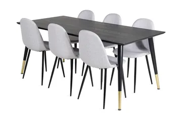 Daicy Matgrupp 180 cm inkl 6 Ypas Stolar - Svart/Mässing/Grå - Möbler - Bord & matgrupp - Matgrupp