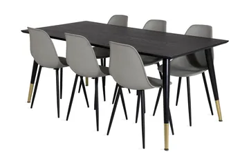 Daicy Matgrupp 180 cm inkl 6 Ypas Stolar - Svart/Mässing/Grå - Möbler - Bord & matgrupp - Matgrupp