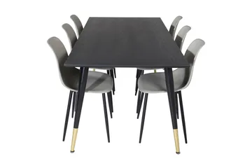 Daicy Matgrupp 180 cm inkl 6 Ypas Stolar - Svart/Mässing/Grå - Möbler - Bord & matgrupp - Matgrupp