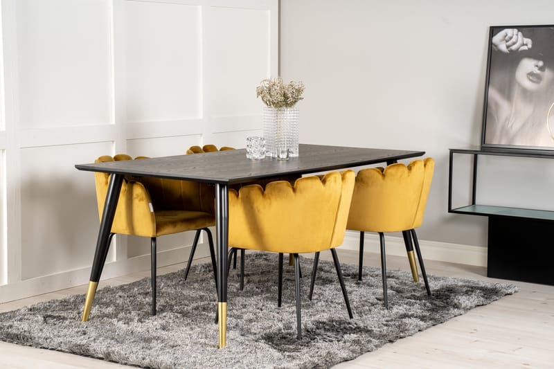 Daicy Matgrupp 180 cm med 4 Limhamn Matstolar Gul - Furniture Fashion - Möbler - Bord & matgrupp - Matgrupp