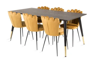 Daicy Matgrupp 180 cm med 6 Limhamn Matstolar Gul - Furniture Fashion - Möbler - Bord & matgrupp - Matgrupp