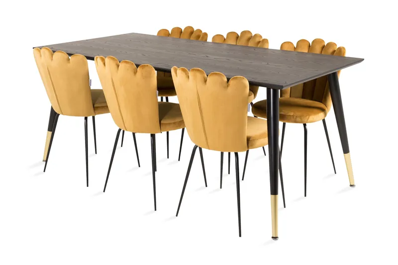 Daicy Matgrupp 180 cm med 6 Limhamn Matstolar Gul, Furniture Fashion