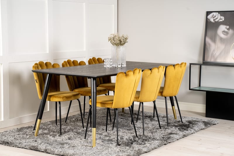Daicy Matgrupp 180 cm med 6 Limhamn Matstolar Gul - Furniture Fashion - Möbler - Bord & matgrupp - Matgrupp