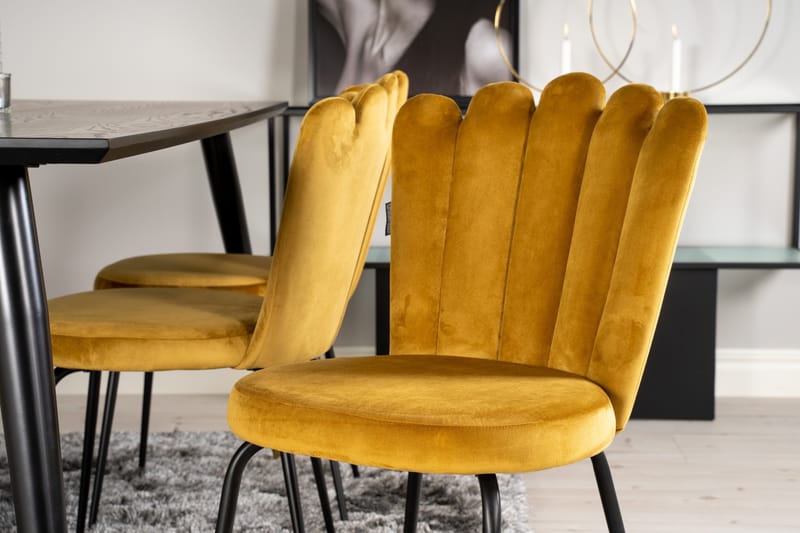 Daicy Matgrupp 180 cm med 6 Limhamn Matstolar Gul - Furniture Fashion - Möbler - Bord & matgrupp - Matgrupp