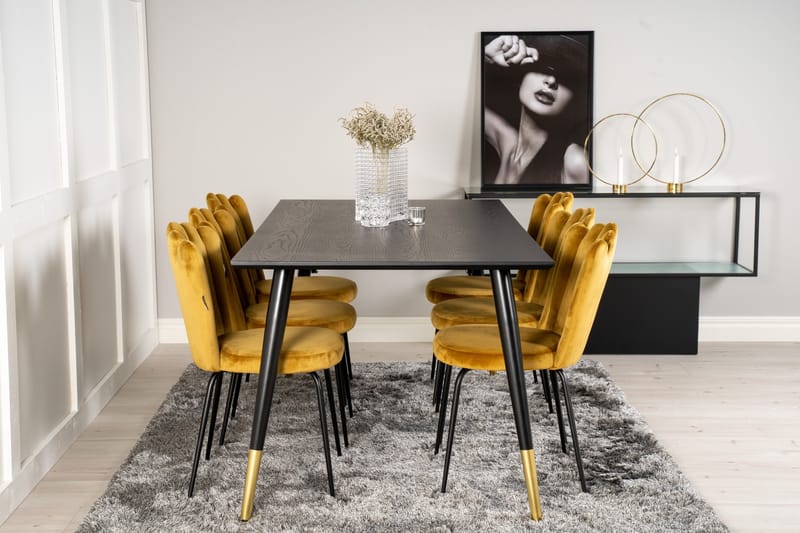 Daicy Matgrupp 180 cm med 6 Limhamn Matstolar Gul - Furniture Fashion - Möbler - Bord & matgrupp - Matgrupp