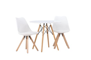 Matgrupp Danburi  60 cm Rund med 2 Zeno stolar - Vit - Möbler - Bord & matgrupp - Matgrupp