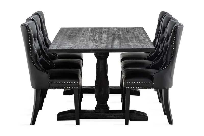 Dijon Matgrupp 200 cm inkl 6 Bergviken Stolar Konstläder - Brun - Möbler - Bord & matgrupp - Matgrupp