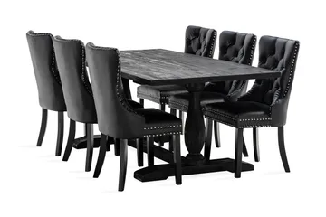 Dijon Matgrupp 200 cm inkl 6 Bergviken Stolar Konstläder - Brun - Möbler - Bord & matgrupp - Matgrupp